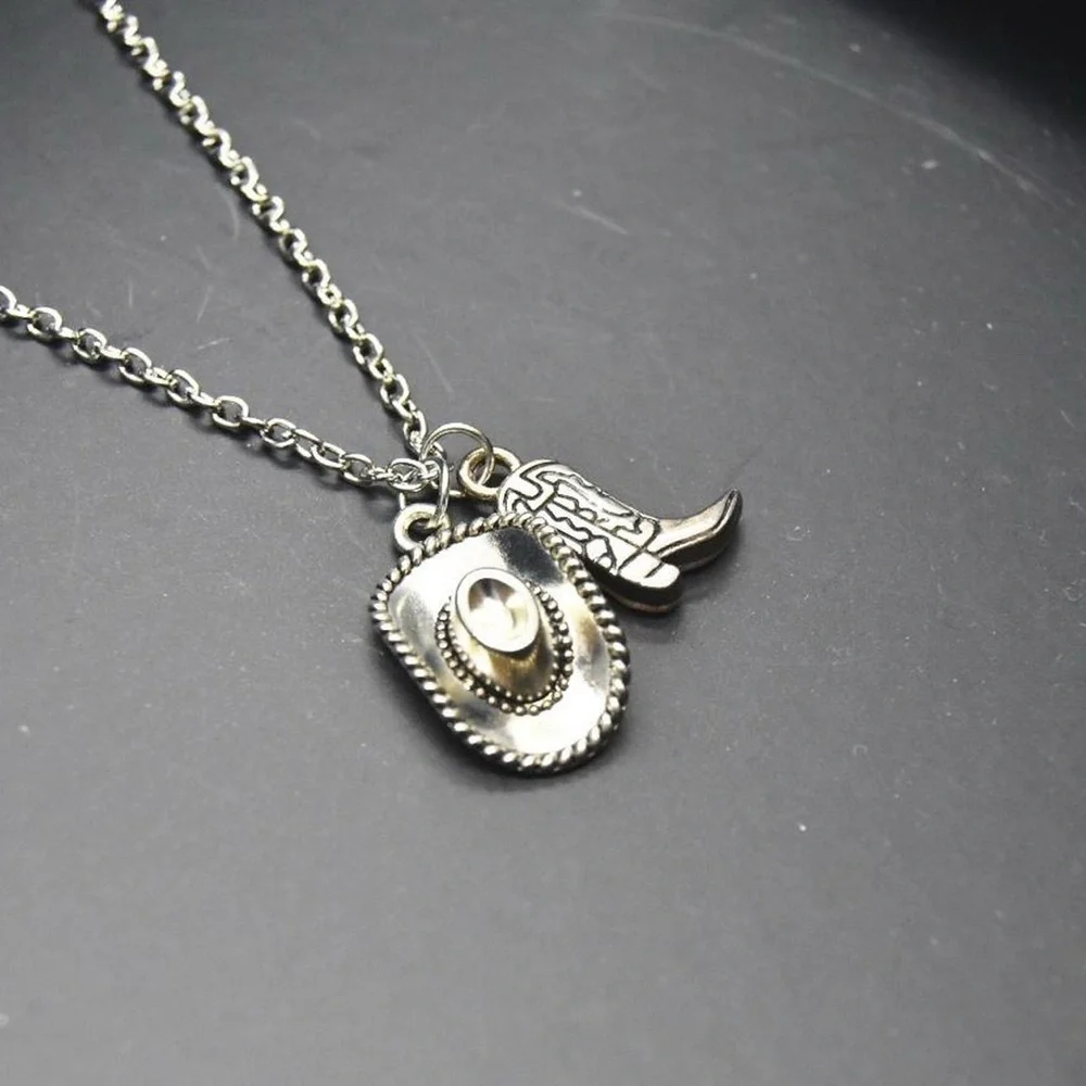 Minimalist Cowboy Boot and Hat Necklace